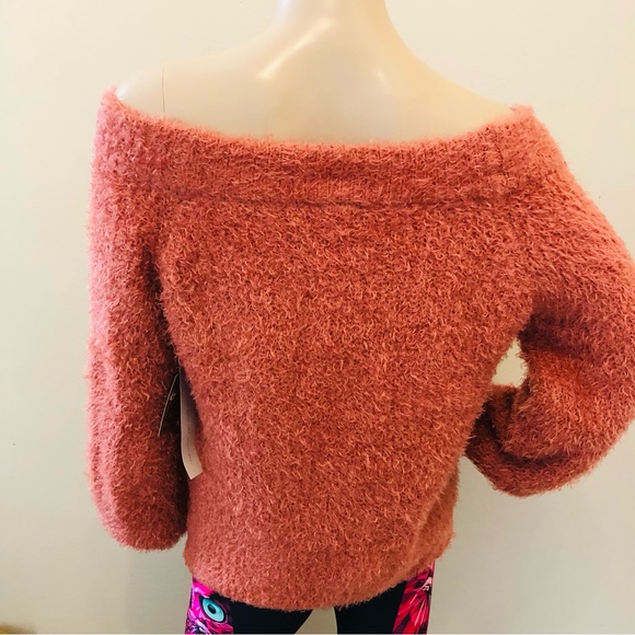 Francesca’s Snails and Cinnamon Off the Shoulder Fuzzy Sweater - Picture 3 of 7